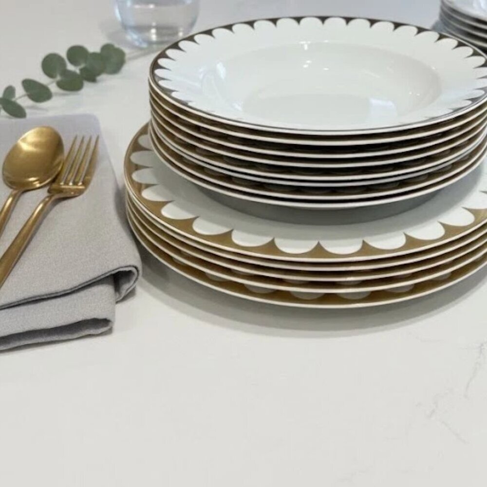 Joseph Sedgh NOY GP30 Gold White Set of Plates for 8